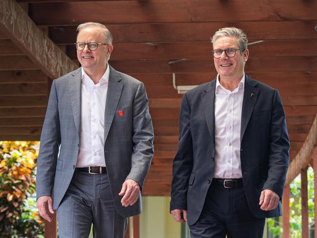 Australian Prime Minister Anthony Albanese attends Day 1 of CHOGM bilateral meeting in Samoa.   Anthony Albanese with UK Prime Minister Keir Starmer. Picture supplied