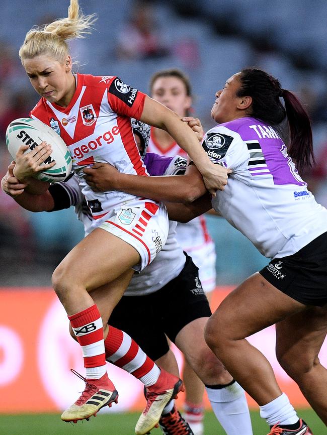 Rikeya Horne tackled in the Warriors match.