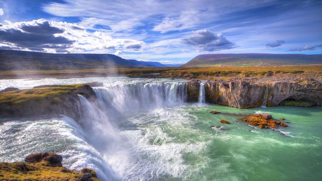 Thundering Godafoss waterfall in the country’s north.