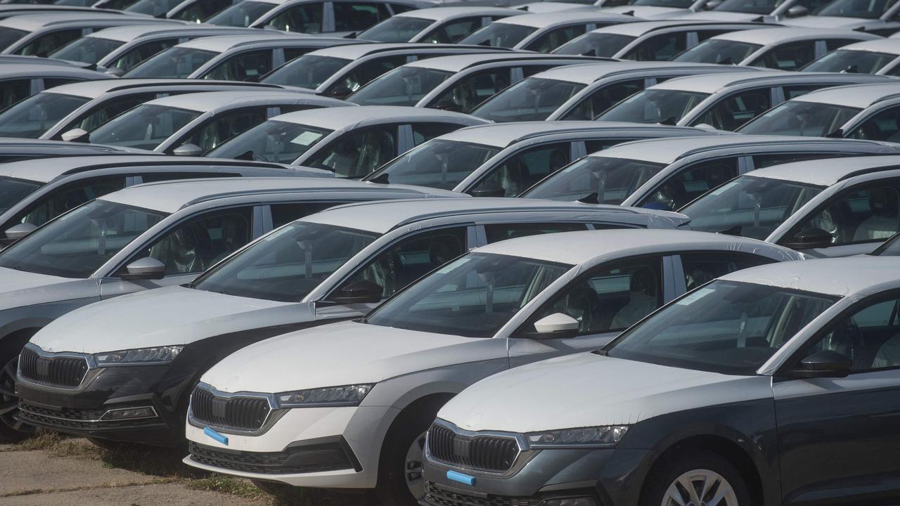 New Skoda cars stand in the parking area in Mlada Boleslav, Czech Republic on October 20, 2021, due to the chip shortage in the car industry. Picture: Michal Cizek/AFP