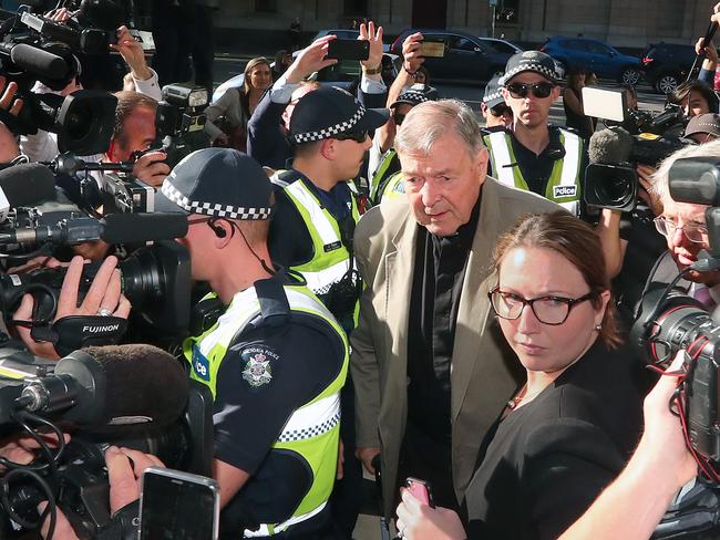 MELBOURNE, AUSTRALIA - FEBRUARY 27: Cardinal George Pell arrives at Melbourne County Court on February 27, 2019 in Melbourne, Australia. Pell, once the third most powerful man in the Vatican and Australia's most senior Catholic, was found guilty on 11 December in Melbourne's county court, but the result was subject to a suppression order and was only able to be reported from Tuesday. The jury was unanimous in their verdict, finding Pell guilty on five counts of child sexual assault in December 1996 and early 1997 at St Patrick's Cathedral.  (Photo by Michael Dodge/Getty Images)