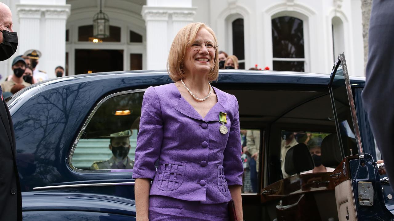 Newly sworn-in Governor of Queensland Dr Jeannette Young arrives to her new residence at Government House after being sworn in. Picture: AAP Image/Jono Searle