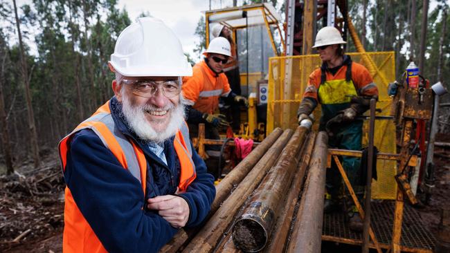 Joseph Gutnick at a drilling site at Moina in Tasmania. Picture: Peter Mathew