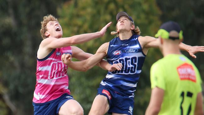 Toby Conway is competing with Rhys Stanley for the No.1 ruck spot. Picture: Geelong Cats