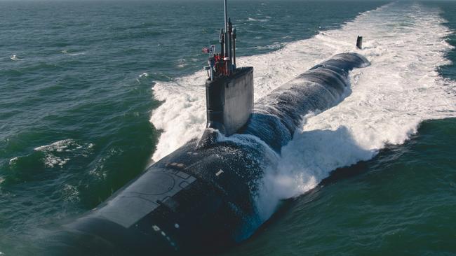 The Virginia-class attack submarine Montana (SSN 794) conducts initial sea trials in the Atlantic Ocean in February 2022. Picture: US Navy