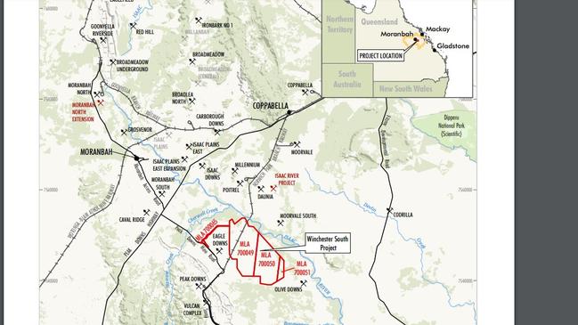 The location of Whitehaven Coal’s proposed Winchester South open cut coal mine in the Bowen Basin.