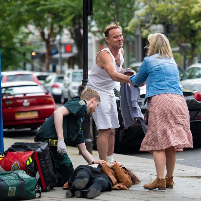 He was also seen shaking another woman’s hand. Picture: BACKGRID.