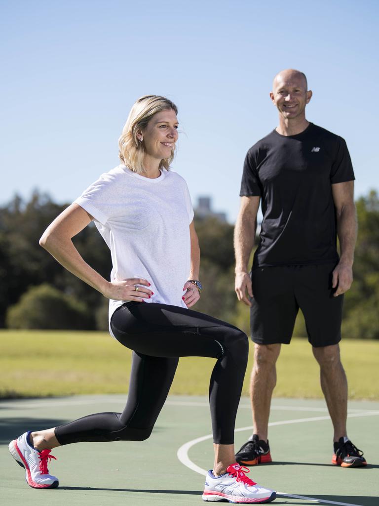 Cath Cox shows Adam MacDougall some of her fitness routine. Picture: Darren Leigh Roberts