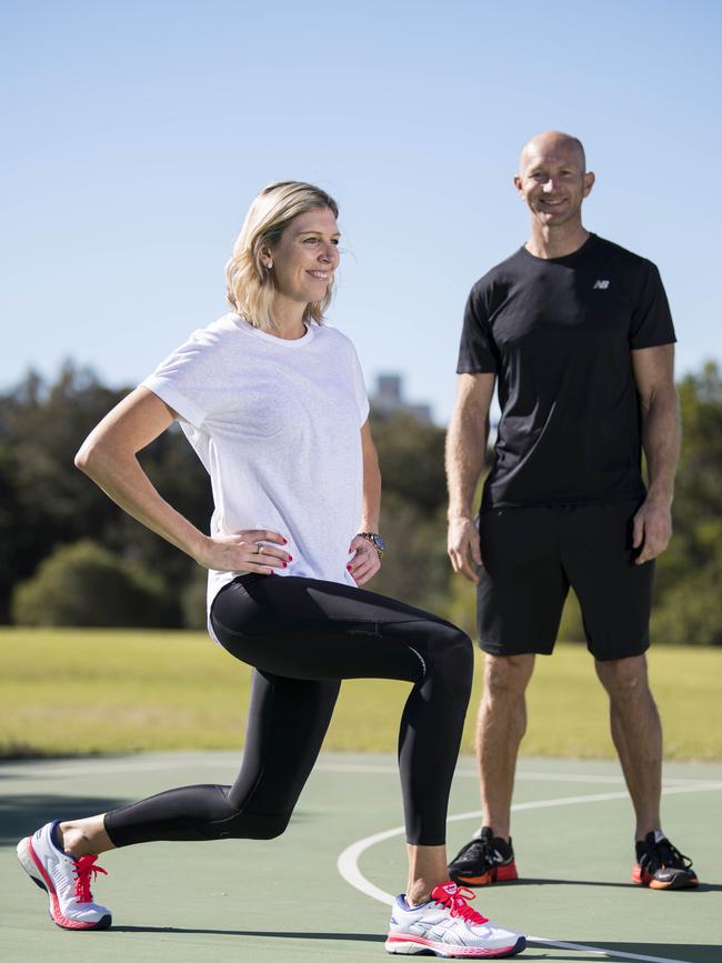 Cath Cox shows Adam MacDougall some of her fitness routine. Picture: Darren Leigh Roberts