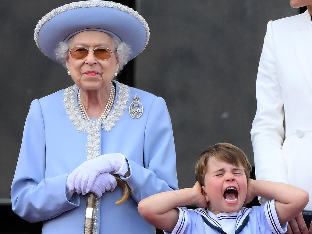 The Queen looked to be enjoying Louis’ antics. Picture: Daniel Leal/AFP