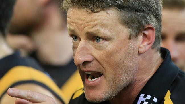 Damien Hardwick spoke with passion at the Richmond best-and-fairest. Pictue: Wayne Ludbey