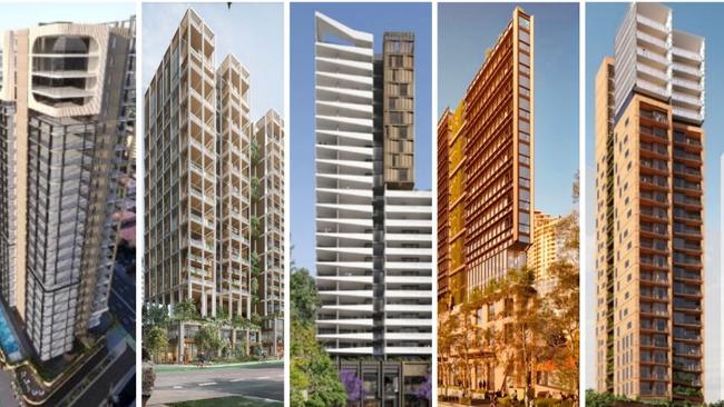 A photo of five of the new developments planned for Chatswood.