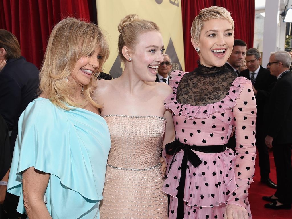 Goldie Hawn, Dakota Fanning, and Kate Hudson attend the 24th Annual Screen Actors Guild Awards at The Shrine Auditorium on January 21, 2018 in Los Angeles, California. Picture: Getty