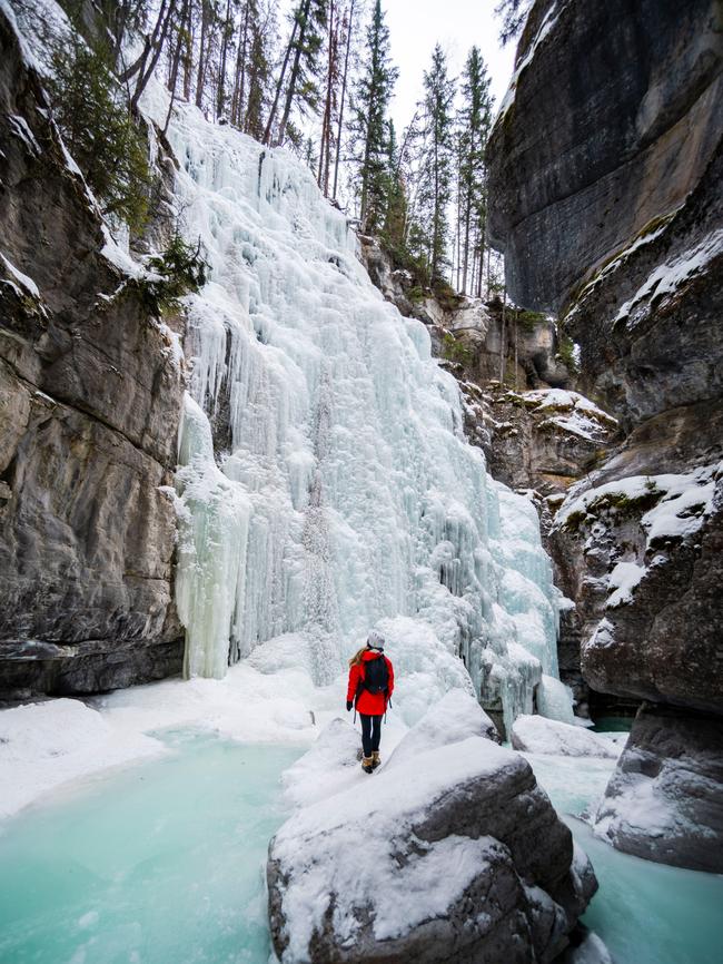 A hiker exploring Maligne Canyon. Picture: Alamy