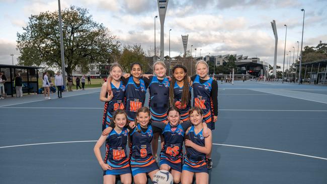 Armstrong Creek Pink Sharks under-11 netball team.