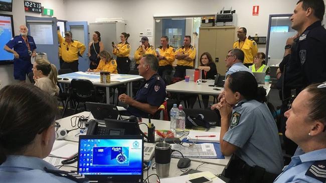 Representatives of emergency organisations on the northern beaches — Police, Rural Fire Service, Northern Beaches Council, National Parks, Fire &amp; Rescue NSW and the Red Cross — gathered for a Tuesday morning briefing ahead of the catastrophic fire conditions’ day. Picture: NSW Police