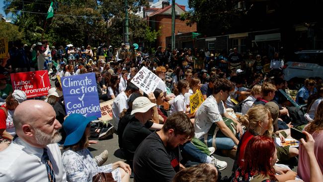 Students were encouraged to generate their own “sick notes” signed by climate science academics in order to leave school and attend. Picture: NCA NewsWire / Nikki Short