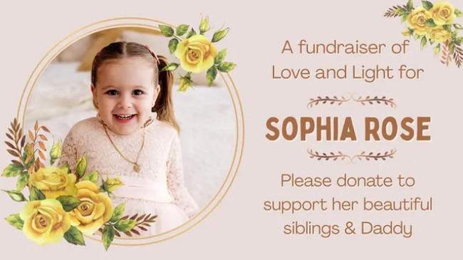 A fundraiser has been launched for Sophia Rose following her tragic death. Picture: Supplied