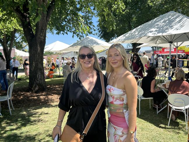 Chloe Gold and Karen Preston enjoying the Melbourne Cup. Picture: Oscar Jaeger