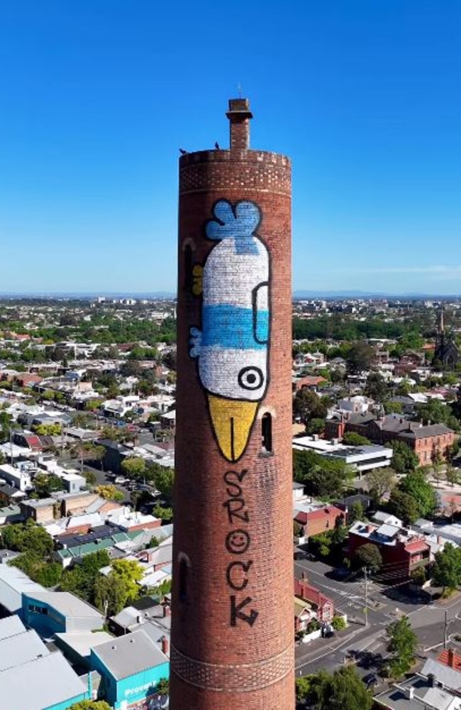 Pam the Bird on the Clifton Hill chimney Picture: Supplied