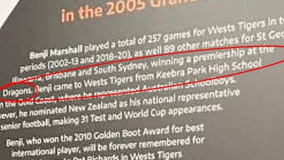 Whoops. Benji Marshall did not win a premiership with the Dragons.