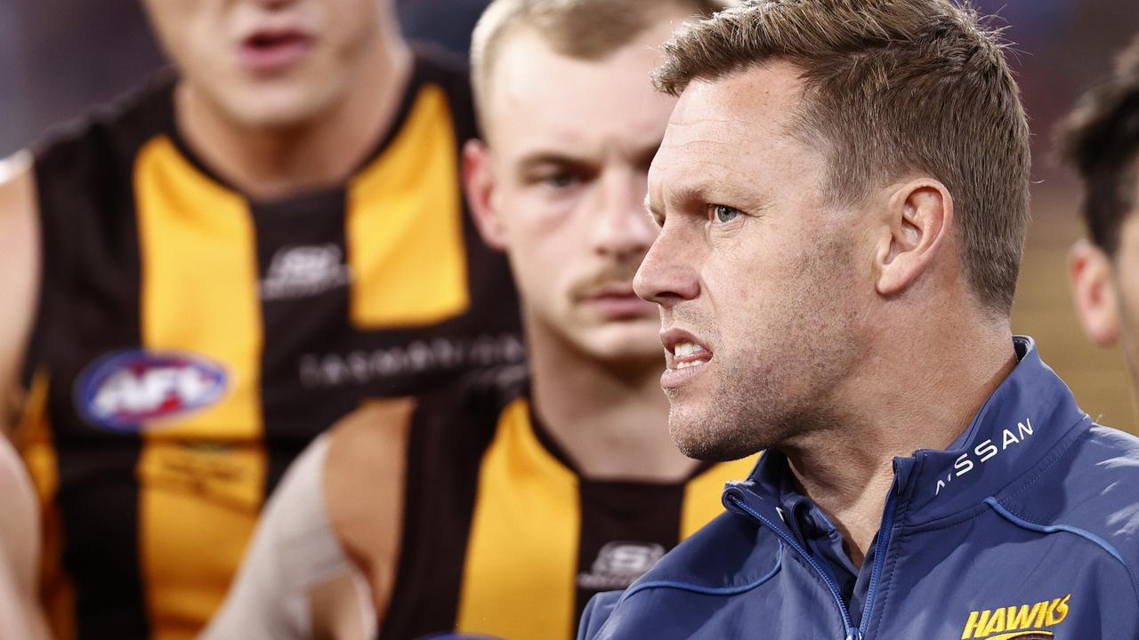 Hawthorn coach Sam Mitchell believes James Sicily ‘executed a good tackle’. Picture: Darrian Traynor/AFL Photos/via Getty Images