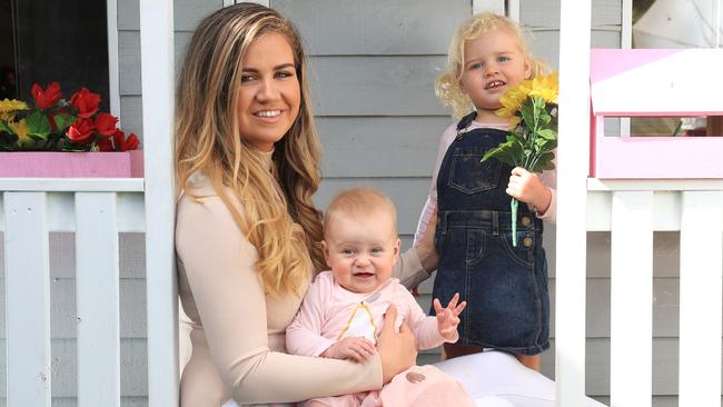 Abby Gilmore with baby Arlo and daughter Milla. Picture: Alex Coppel