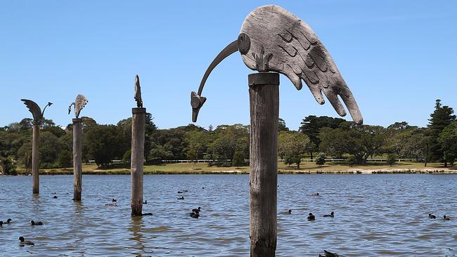 Bird Sculpture in the Centennial Parklands Duck Pond. Picture: Danny Aarons)