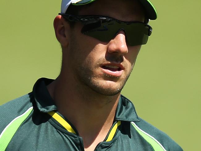 Pat Cummins just walked laps and did not take part in Australia's training session at the WACA in Perth. pic. Phil Hillyard