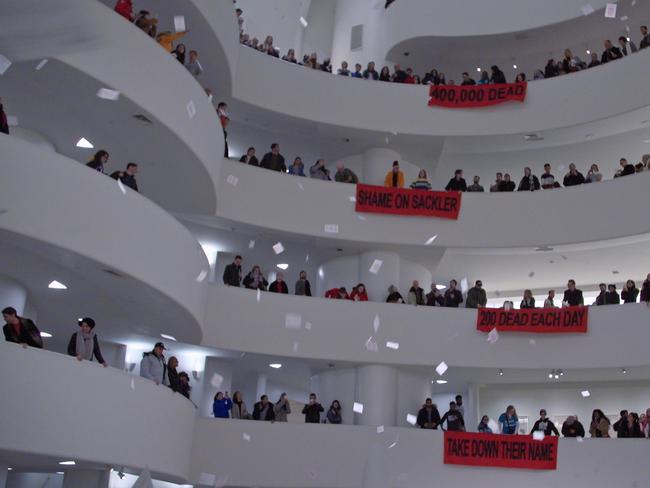 A protest at the Guggenheim Museum in New York, shown in the documentary film All the Beauty and the Bloodshed.