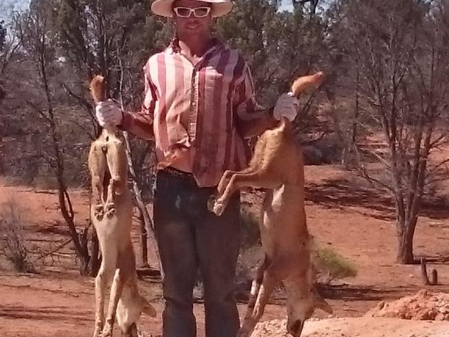 Joel Venables overseer at Pernatty Station with wild dogs shot on his property 2017.jpg