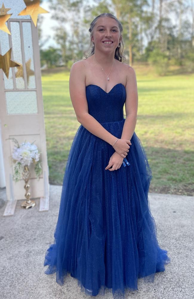 Roselee Woodman arrives at the 2024 Gympie State High School graduation formal.