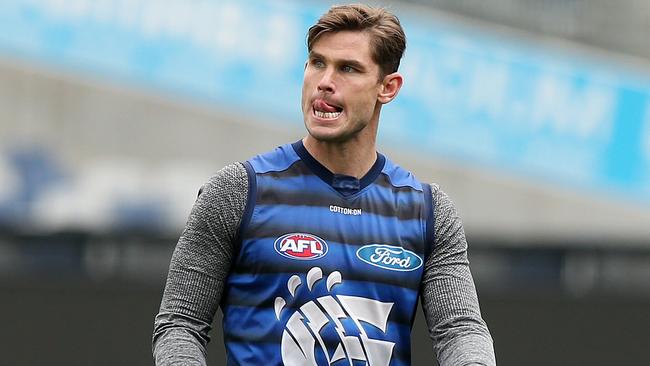 Tom Hawkins is a forward line sleeper. Picture: Alison Wynd