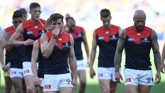 The Demons were belted in their preliminary final against West Coast. Pic: AAP