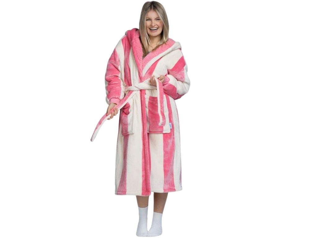 Rose Stripe Dressing Gown. Picture: The Oodie