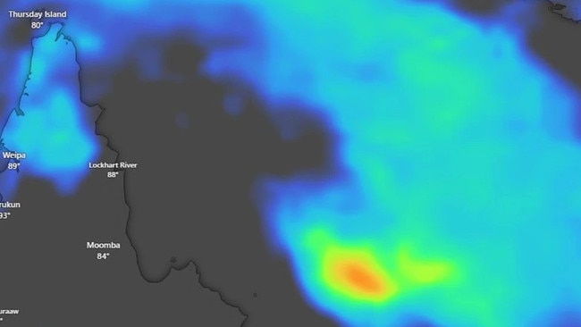 The bureau says there are a ‘range of possible scenarios’ for how the tropical low off Queensland's coast could move and develop in coming days. Picture: Windy