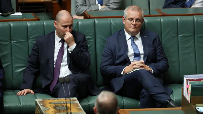 The PM has spent $300bn in direct support and won’t hold back if it helps to secure the Coalition a fourth term. Morrison and Frydenberg are politicians: winning elections is a KPI. Picture: NCA NewsWire / Gary Ramage