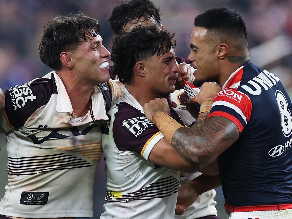 Spencer Leniu was in the thick of the action in Vegas. Picture: Ezra Shaw/Getty Images