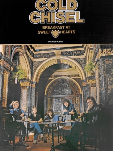 Promotional poster of the Cold Chisel album cover Breakfast at Sweethearts shot in the Marble Bar. Picture:  National Film and Sound Archive of Australia