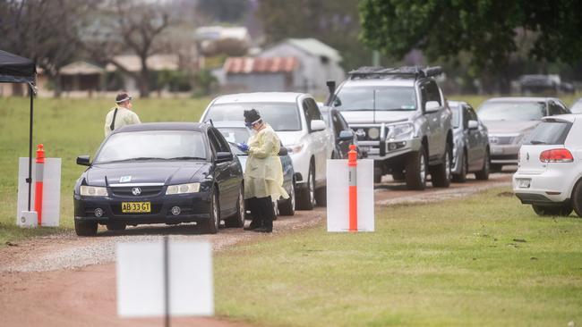 The drive-through Covid-19 testing clinic was held at Hawthorne Park in South Grafton. Picture: Adam Hourigan