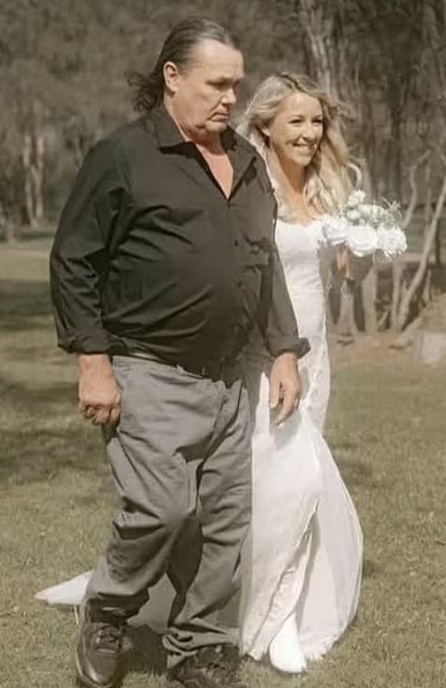 David Knowles, 63, was found dead at his home at Coopernook, south of Port Macquarie, about 3pm on Wednesday. He is pictured with his daughter Stacey Hurrell