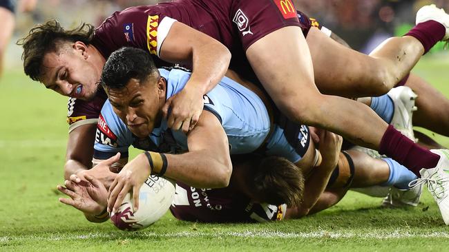 NSW prop Daniel Saifiti is out of Origin III with a rib cartilage injury. Picture: Ian Hitchcock/Getty Images