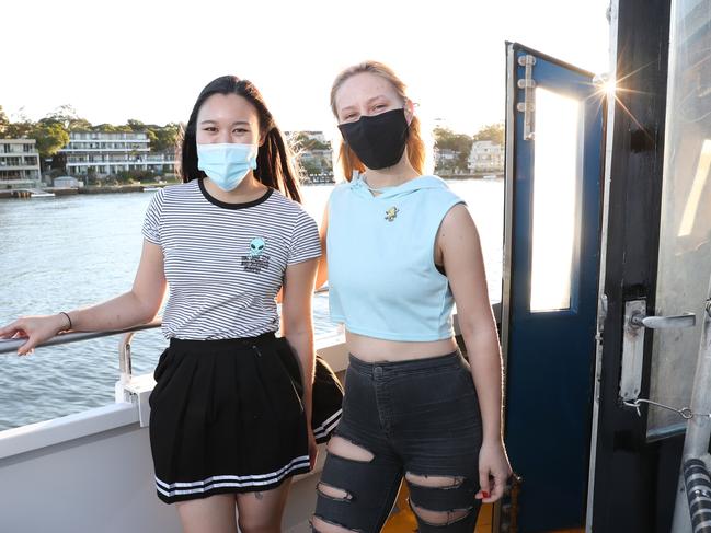 Tina Zhong and Benny Zderic loved the picturesque trip on the current ferry. Picture: Richard Dobson