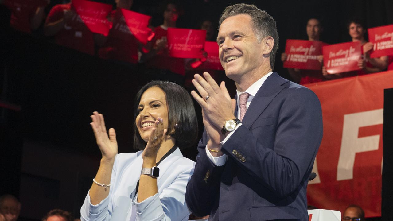 Chris Minns with Deputy Opposition leader and Labor spokesperson for education, Prue Car. Picture: NewsWire/ Monique Harmer