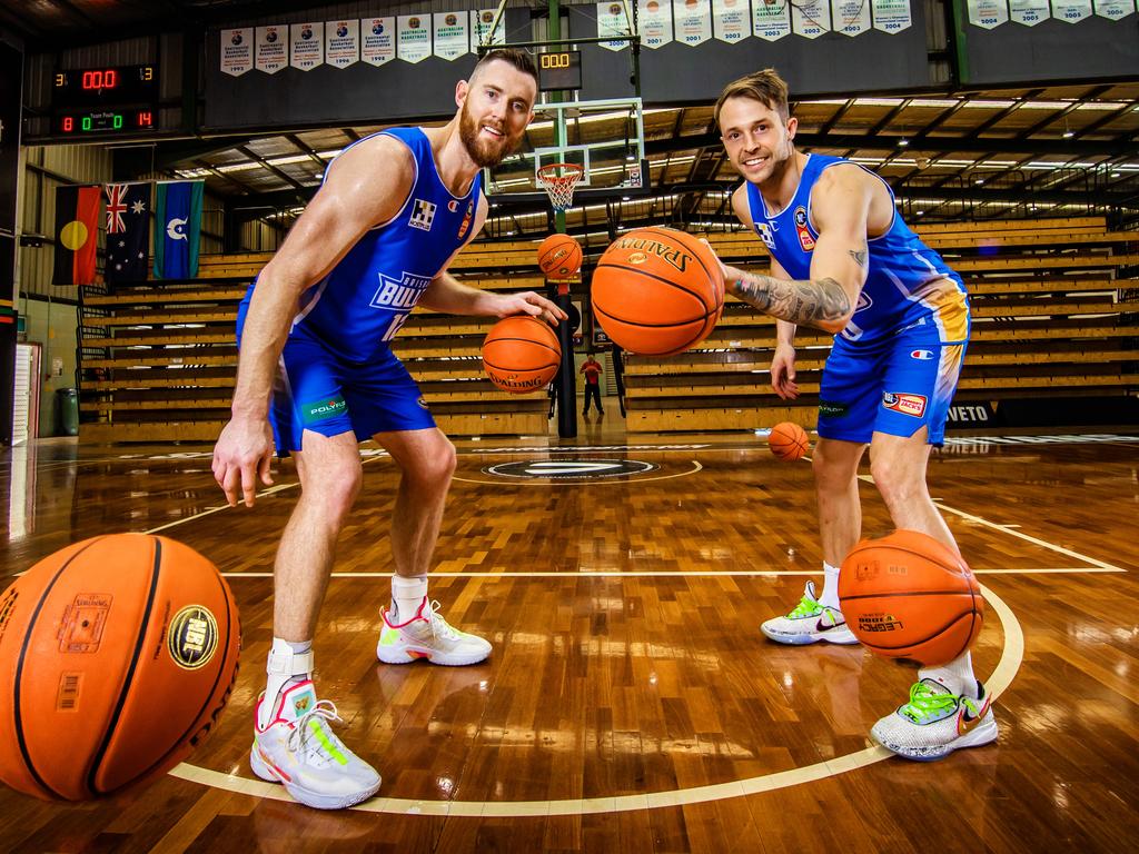 Tokyo teammates Aron Baynes and Nathan Sobey are spearheading new hope in Brisbane. Picture: Nigel Hallett