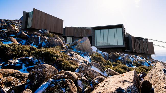 An artist’s impression of the cable car terminal at the summit of kunanyi/Mt Wellington. Image: MWCC