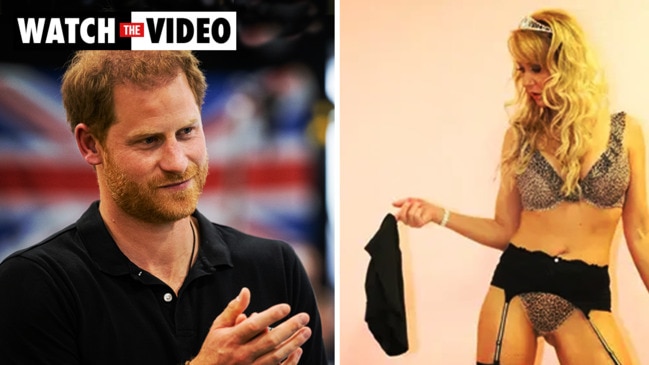 Former stripper holds up black underpants she claims Prince Harry