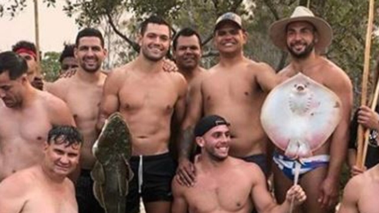 NRL players including Cody Walker, Braidon Burns, Dean Widders, Latrell Mitchell, Ryan James and Adam Elliott at an indigenous leadership camp. Picture: Instagram