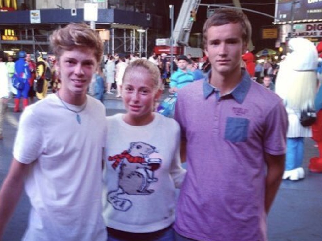 Rublev and Medvedev at Disneyland with fellow tennis pro Jelena Ostapenko.