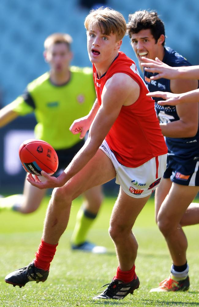 Norwood’s Jacob Kennerley during the U18 preliminary final between South and Norwood.